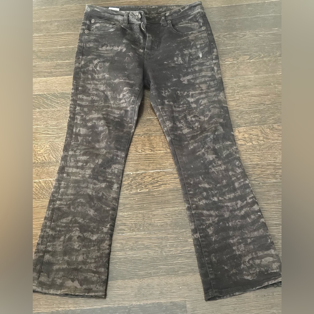 R13 Kick Fit Zebra black/brown cropped mid rise flare 28
